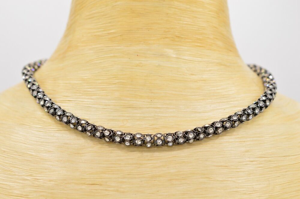 Anne Klein Vintage Crystal Choker Necklace Collar Sparkling Signed 1990s BinM